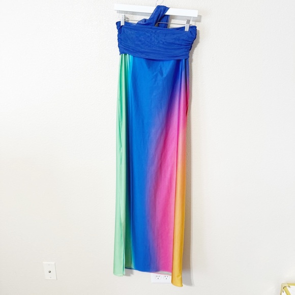 NWT Baobab Eliza Dress in Dawn Ombré Multicolor One Shoulder Revolve Size Large - Picture 8 of 9